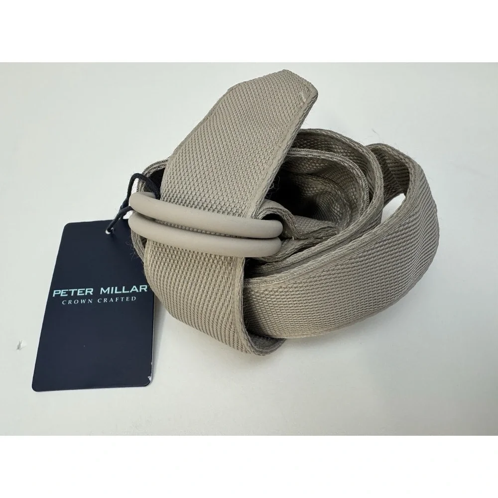 NWT PETER MILLAR CROWN CRAFTED PERFORMANCE O-RING BELT SIZE XL KHAKI $90